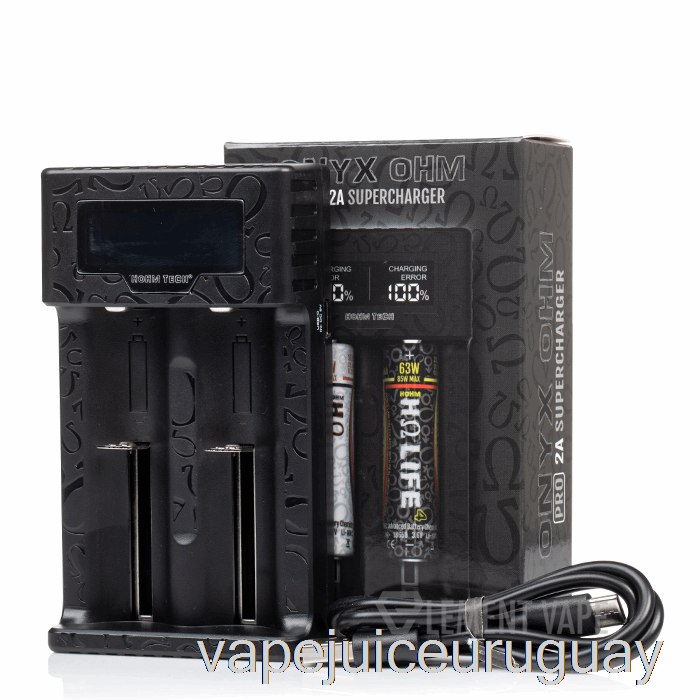 Hohm Tech Onyx Ohm 2a Cargador Con Pantalla De Matriz Cargador De 2 Bahías Vape Recargable