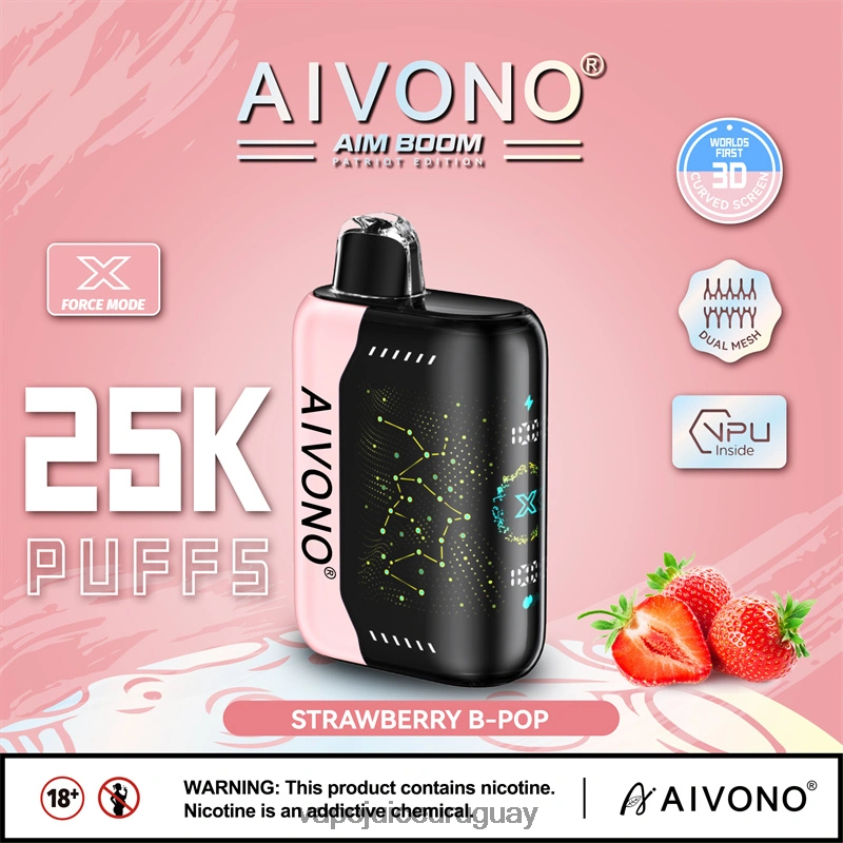 Aivono AIM BOOM 25000 pop b de fresa - D620ZZ352 Vape Uruguay