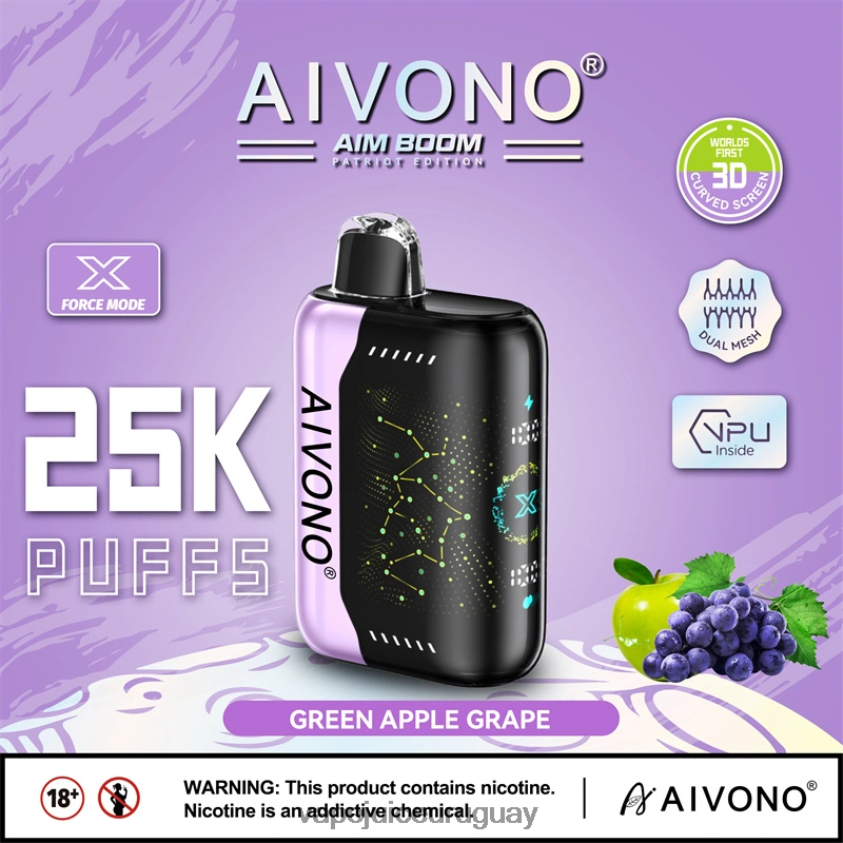 Aivono AIM BOOM 25000 uva manzana verde - D620ZZ346 Vape Uruguay