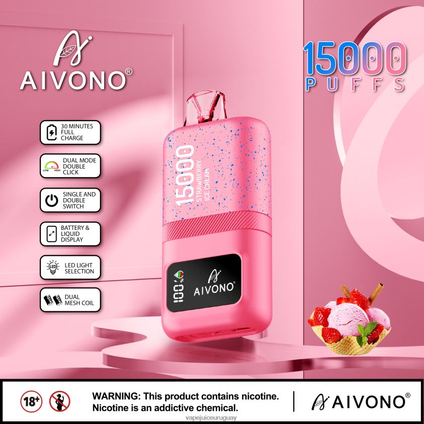 Aivono AIM magic 15000 helado de fresa - D620ZZ66 Vape Desechable Uruguay