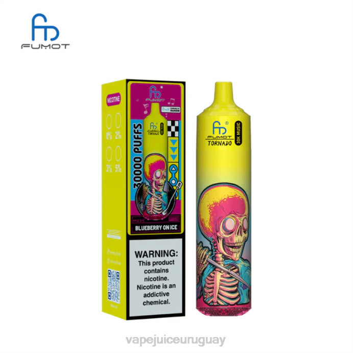 Fume Vape Uruguay BTV84 arándano en hielo Fumot Tornado música de 30k