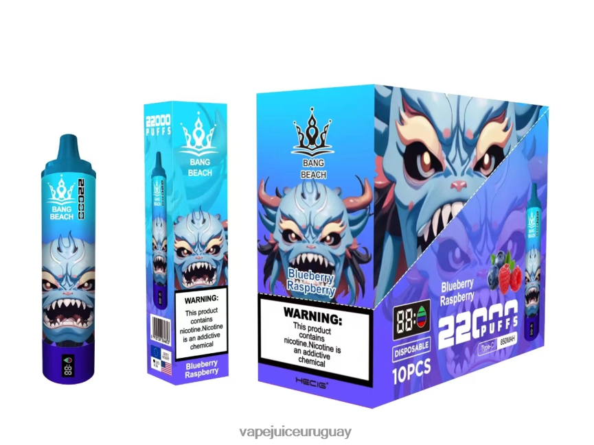 Fume Vape Uruguay J2DBD414 frambuesa arándano - Bang Beach Pantalla inteligente de 22000 inhalaciones.