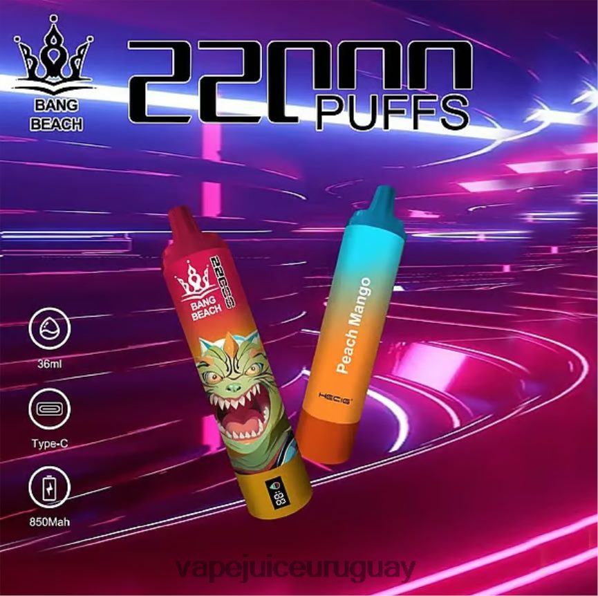 Fume Vape Uruguay J2DBD424 mango durazno - Bang Beach Pantalla inteligente de 22000 inhalaciones.