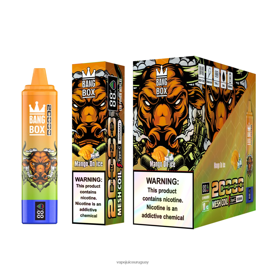 Fume Vape Uruguay J2DBD454 mango en hielo - Bang Box Pantalla inteligente de 20000 inhalaciones