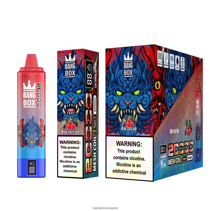 Fume Vape Uruguay J2DBD459 hielo azul - Bang Box Pantalla inteligente de 20000 inhalaciones