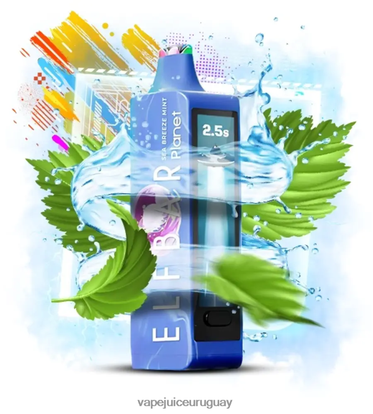 Vape Desechable Uruguay FL80NL18 - menta brisa marina Elf Bar Planet 25000