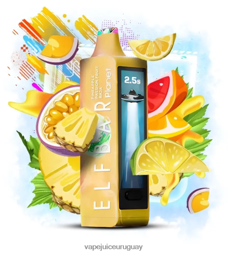 Vape Desechable Uruguay FL80NL27 - piña maracuyá baja Elf Bar Planet 25000