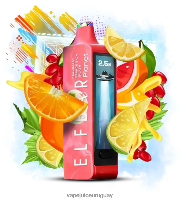 Vape Desechable Uruguay FL80NL30 - arándano naranja baja splash Elf Bar Planet 25000