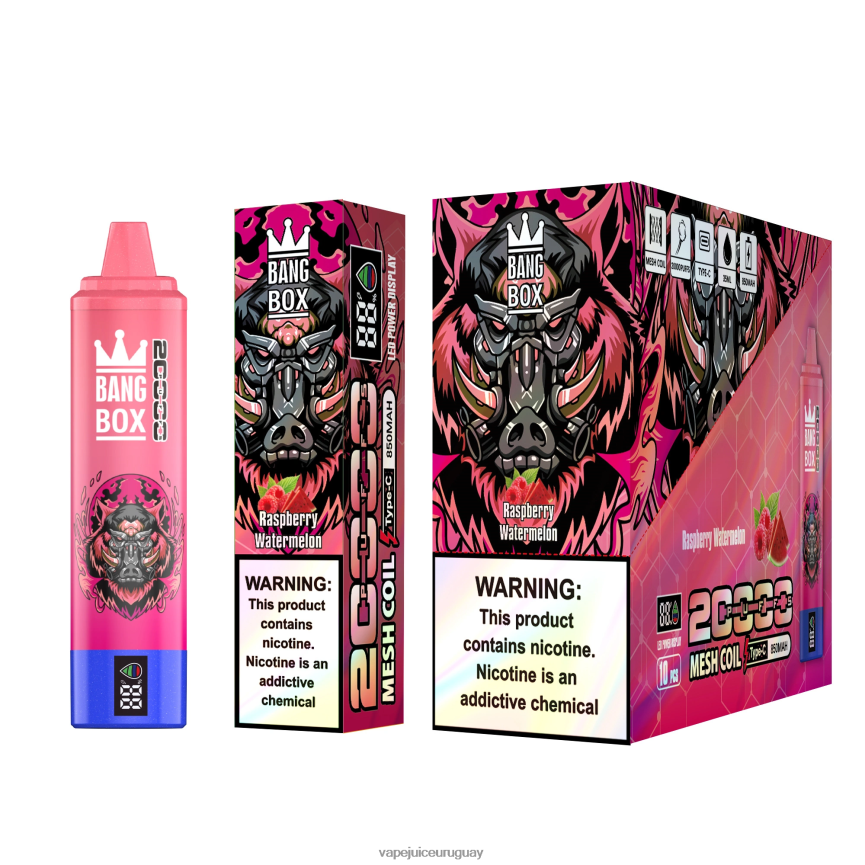 Vape Desechable Uruguay J2DBD453 sandía frambuesa - Bang Box Pantalla inteligente de 20000 inhalaciones
