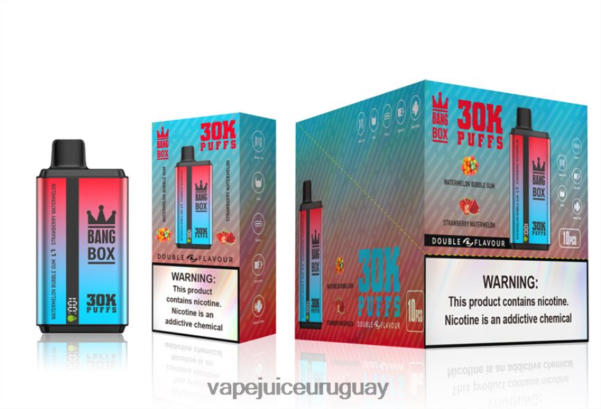 Vape Desechable Uruguay J2DBD468 chicle de sandía y sandía de fresa - Bang Box 30000 inhalaciones de dos sabores.