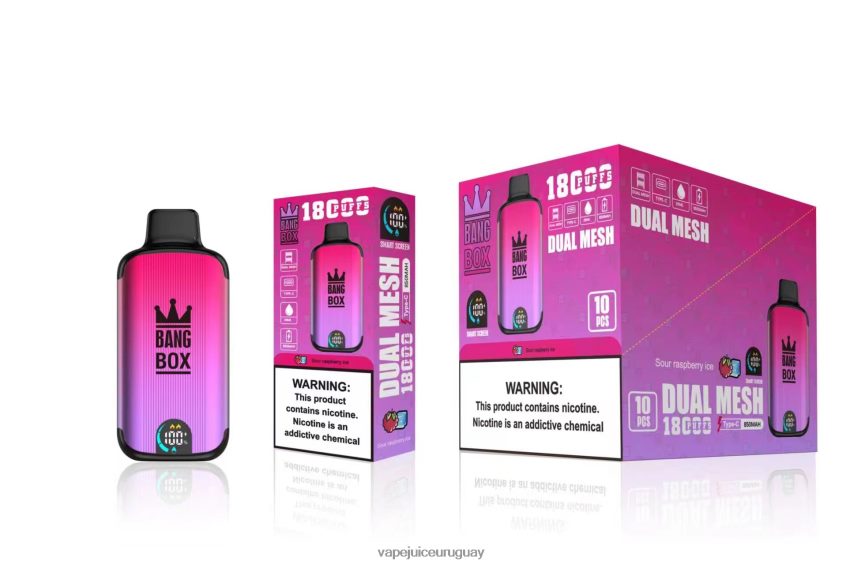 Vape Desechable Uruguay J2DBD498 hielo de frambuesa agria - Bang Box 18000 bocanadas