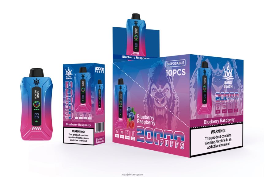 Vape Recargable J2DBD412 frambuesa arándano - Bang Beach vape elegante de la pantalla de 20000 soplos
