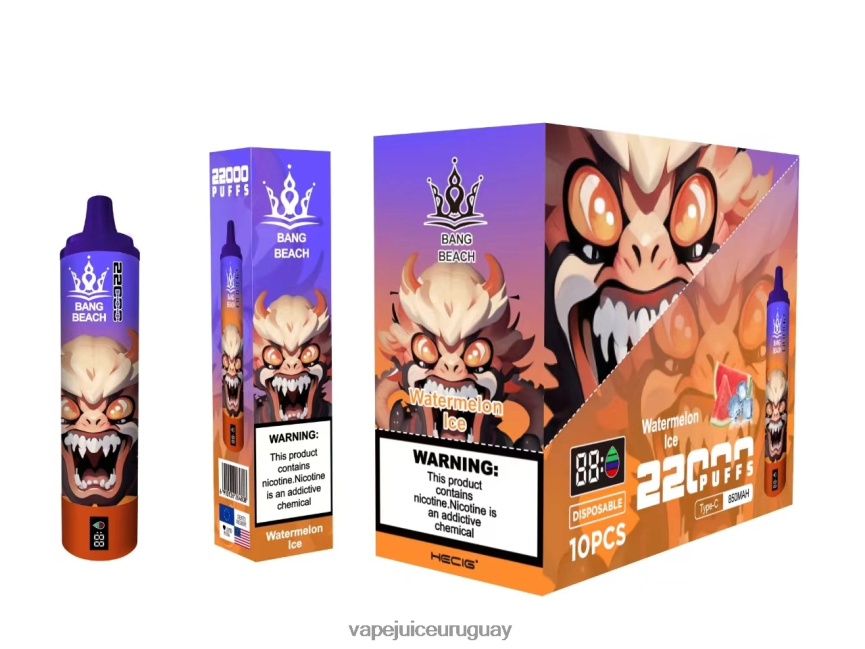 Vape Recargable J2DBD422 hielo de sandia - Bang Beach Pantalla inteligente de 22000 inhalaciones.