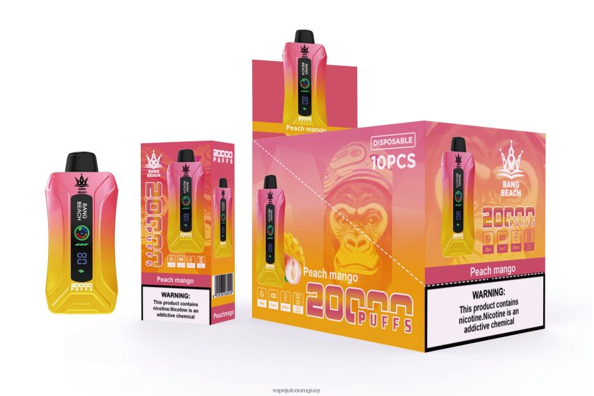 Vape Recargable J2DBD42 mango durazno - Bang Beach vape elegante de la pantalla de 20000 soplos