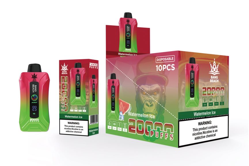 Vape Recargable J2DBD47 hielo de sandia - Bang Beach vape elegante de la pantalla de 20000 soplos
