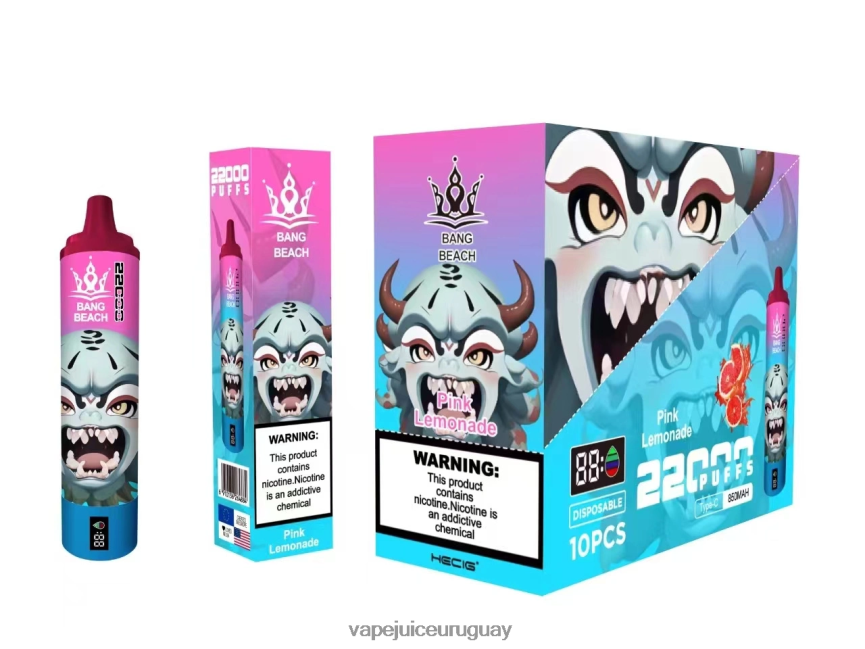 Vape UY J2DBD415 limonada rosa - Bang Beach Pantalla inteligente de 22000 inhalaciones.