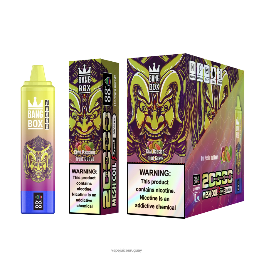 Vape UY J2DBD450 kiwi maracuyá guayaba - Bang Box Pantalla inteligente de 20000 inhalaciones