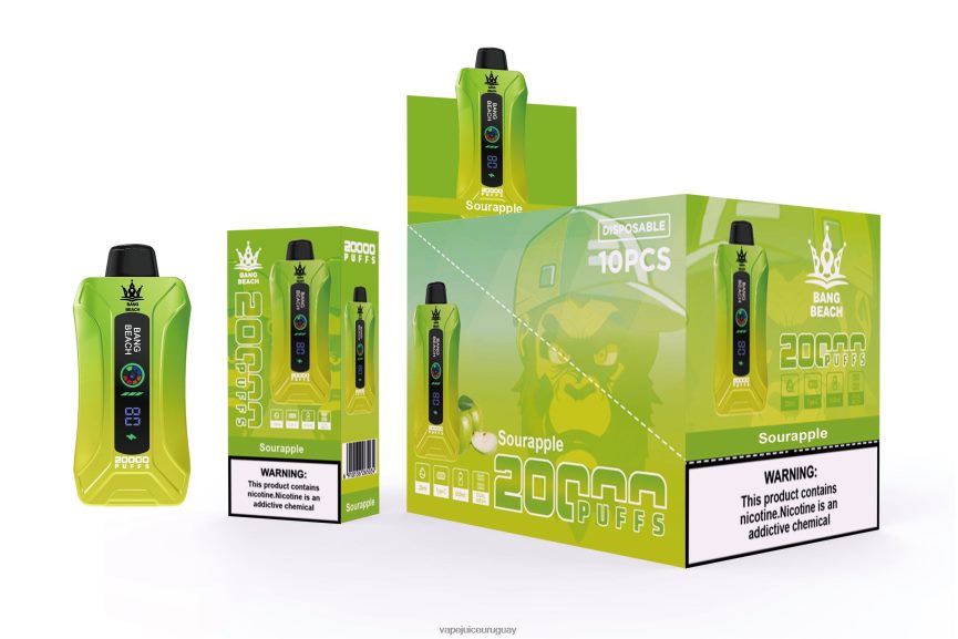 Vape Uruguay J2DBD41 manzana agria - Bang Beach vape elegante de la pantalla de 20000 soplos