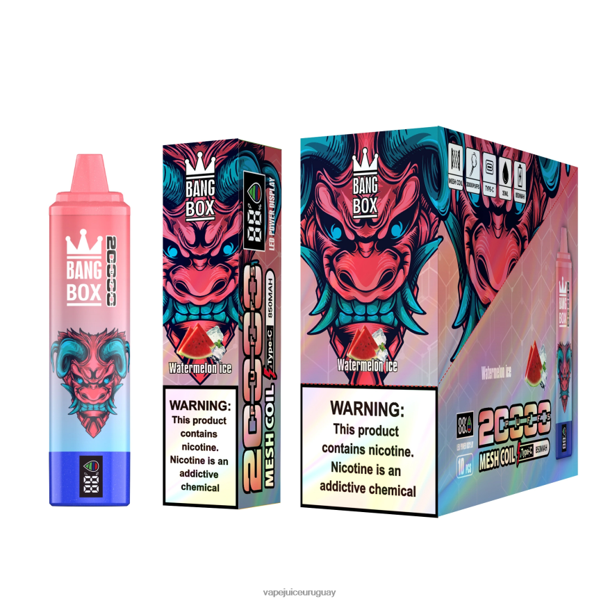 Vape Uruguay J2DBD456 hielo de sandia - Bang Box Pantalla inteligente de 20000 inhalaciones