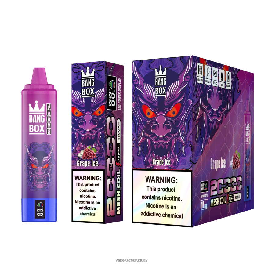 Vape Uruguay J2DBD461 hielo de uva - Bang Box Pantalla inteligente de 20000 inhalaciones