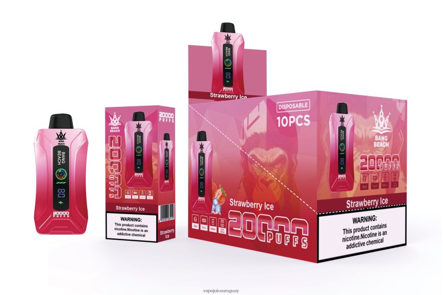 Vape Uruguay J2DBD46 hielo de fresa - Bang Beach vape elegante de la pantalla de 20000 soplos