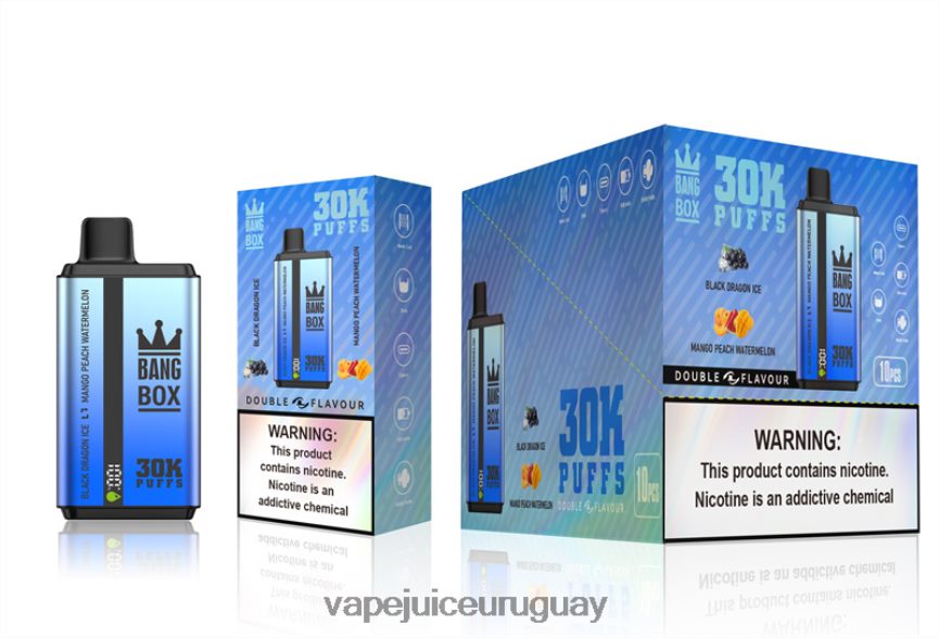 Vape Uruguay J2DBD471 Black Dragon Ice & Mango Melocotón Sandía - Bang Box 30000 inhalaciones de dos sabores.