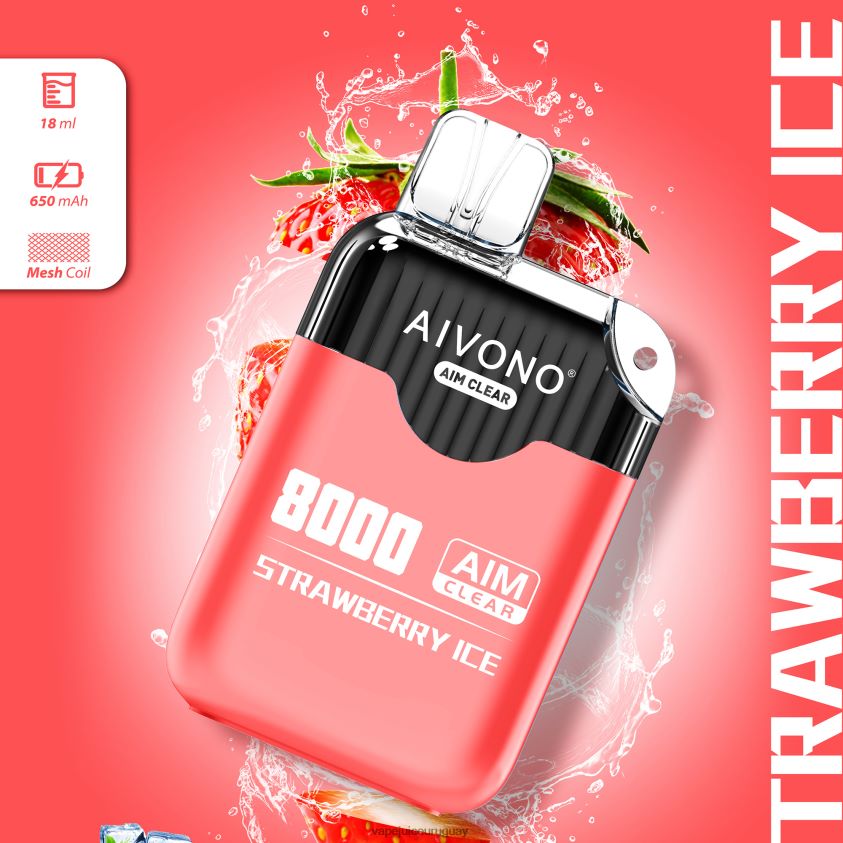 Aivono AIM CLEAR 8000 hielo de fresa - D620ZZ205 Vape Uruguay