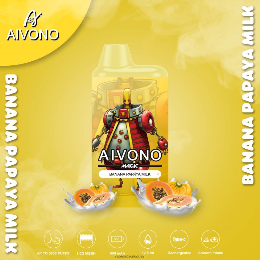 Aivono AIM MAGIC cigarrillo de caja de 5800 bocas leche de plátano y papaya - D620ZZ94 Vape Uruguay
