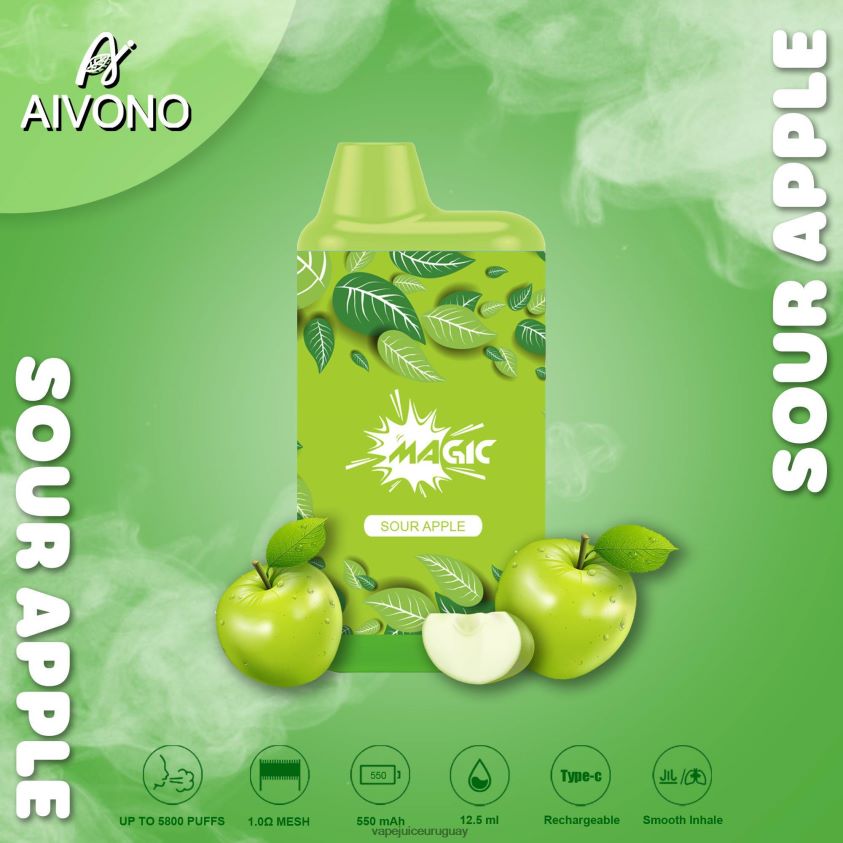Aivono AIM MAGIC cigarrillo de caja de 5800 bocas manzana agria - D620ZZ87 Vape Desechable Uruguay