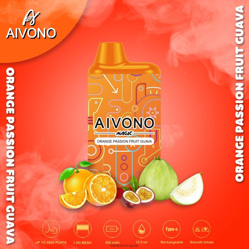 Aivono AIM MAGIC cigarrillo de caja de 5800 bocas naranja maracuyá guayaba - D620ZZ90 Vape Desechable Uruguay