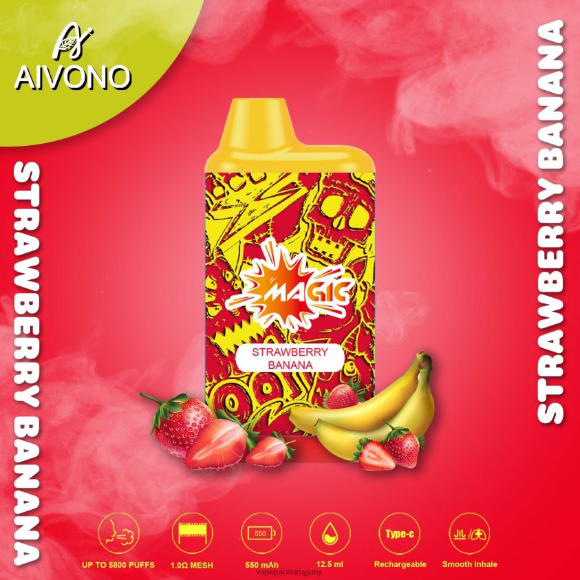 Aivono AIM MAGIC cigarrillo de caja de 5800 bocas plátano fresa - D620ZZ93 Vape Desechable Uruguay