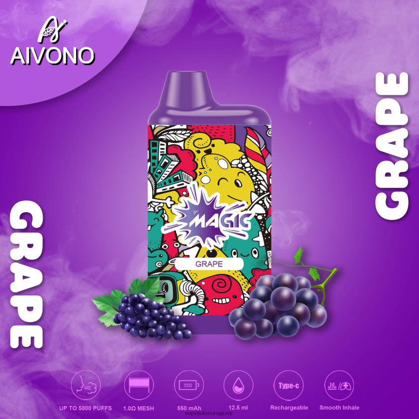 Aivono AIM MAGIC cigarrillo de caja de 5800 bocas uva - D620ZZ92 Vape Recargable