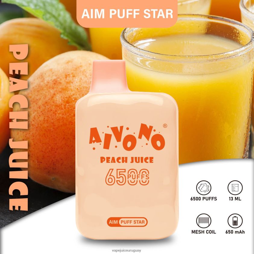 Aivono AIM PUFF STAR 6500 jugo de durazno - D620ZZ289 Vape Uruguay