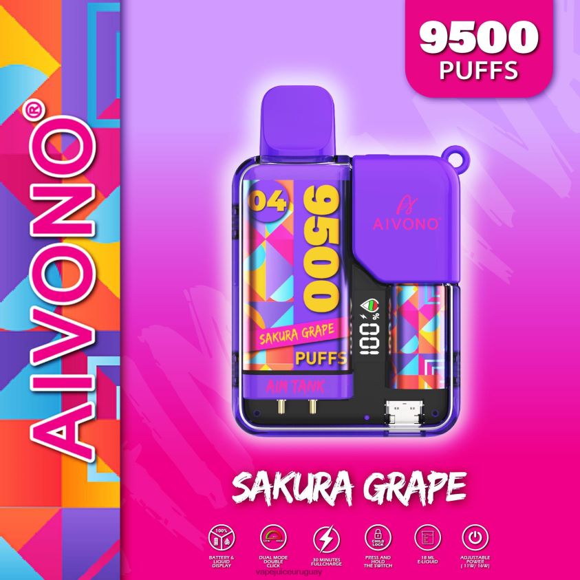 Aivono AIM TANK 9500 uva sakura - D620ZZ36 Vape Desechable Uruguay