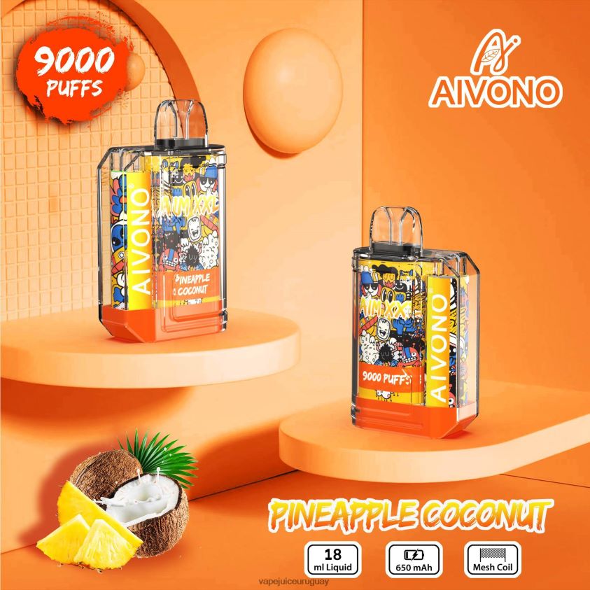 Aivono AIM XXL 9000 pegatina boca transparente coco piña - D620ZZ52 Vape Uruguay
