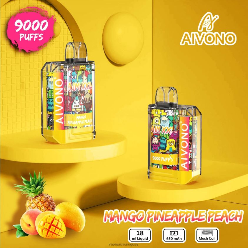 Aivono AIM XXL 9000 pegatina boca transparente mango piña durazno - D620ZZ49 Vape Uruguay
