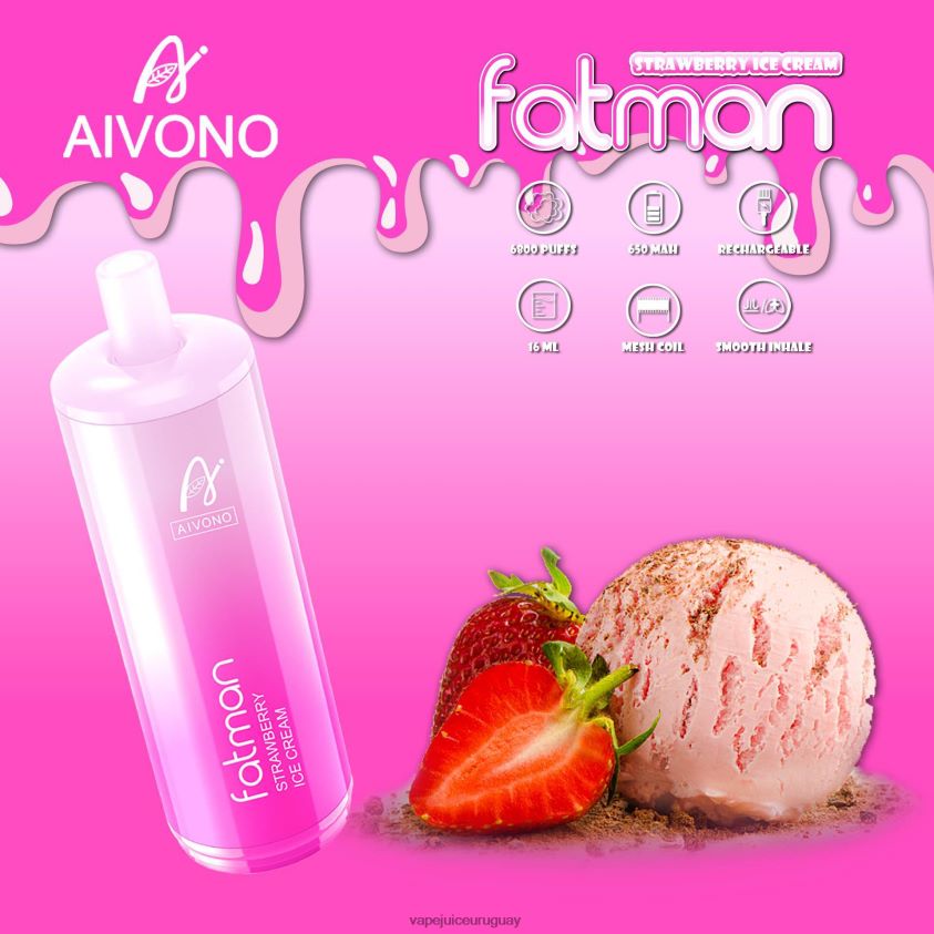 Aivono FATMAN 6800 helado de fresa - D620ZZ21 Vape Desechable Uruguay