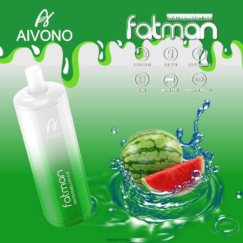 Aivono FATMAN 6800 hielo de sandia - D620ZZ28 Vape Uruguay