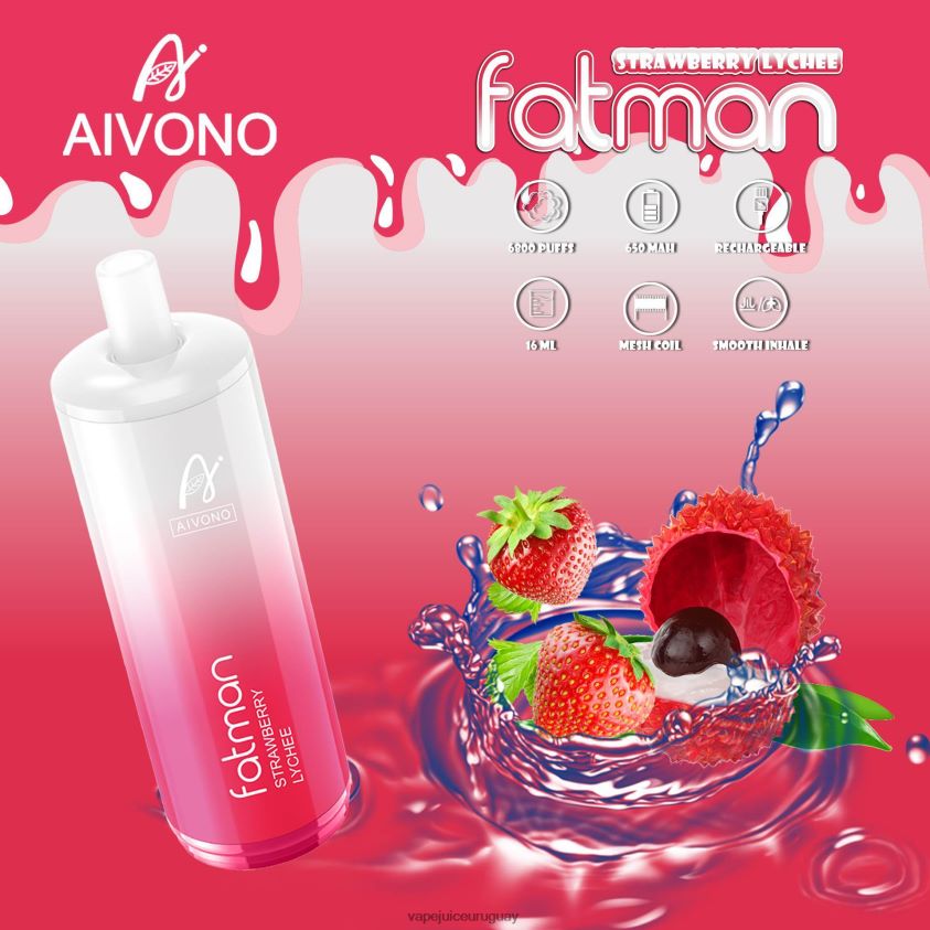 Aivono FATMAN 6800 lichi de fresa - D620ZZ23 Vape Recargable