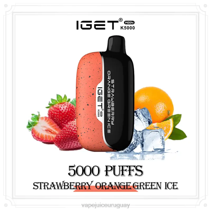 Vape Recargable XJ4412 fresa naranja verde hielo IGET Moon k5000