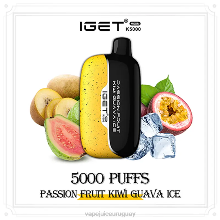 Vape Recargable XJ442 maracuyá kiwi hielo de guayaba IGET Moon k5000